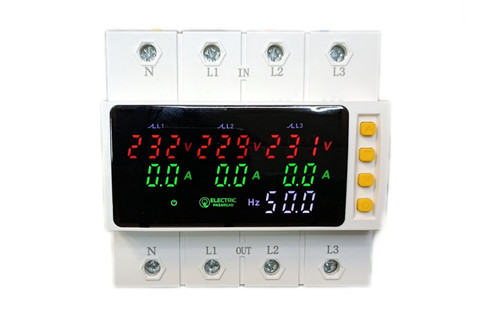 محافظ ولتاژ و جریان سه فاز 100 آمپر پاسارگاد (مجهز به کنترل فاز) محافظ برق صنعتی سه فاز دیجیتال