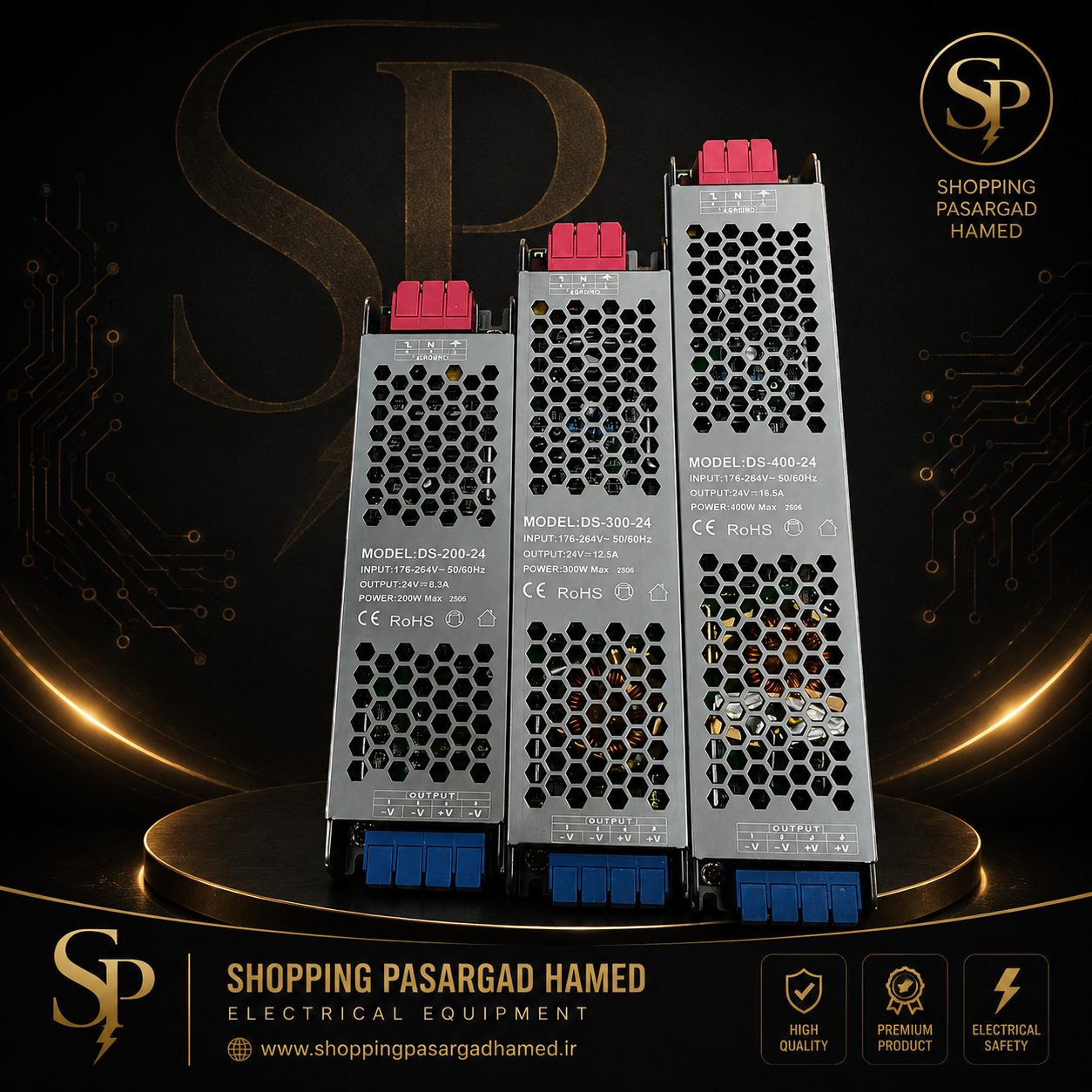 منبع تغذیه سوئیچینگ اسلیم 24 ولت (200W، 300W، 400W)